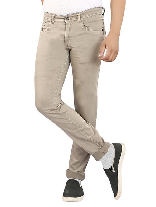 solid beige denim washed jeans - 13007786 - Very Small Image - 1