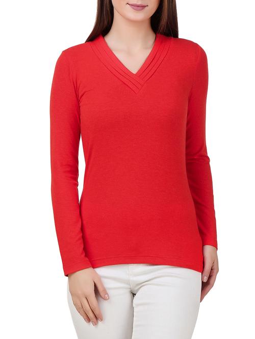 v-neck solid top - 13008969 - Very Small Image - 1