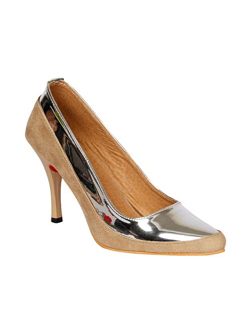 beige leatherette slip on pumps - 13010148 - Very Small Image - 1