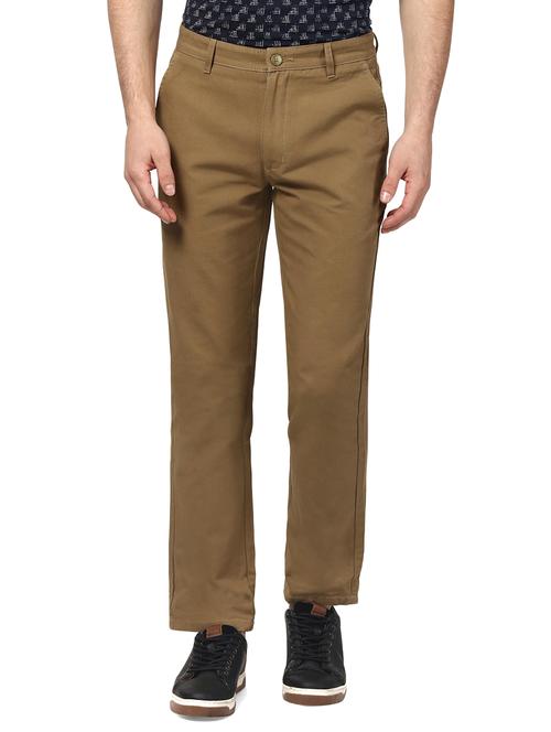brown cotton chinos casual trousers - 13011194 - Very Small Image - 1