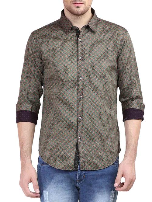 grey cotton printed casual shirt - 13011878 - Very Small Image - 1