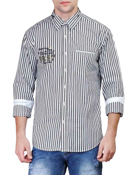 white cotton striped casual shirt - 13011886 - Very Small Image - 1