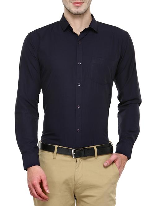 navy blue cotton formal shirt - 13013825 - Very Small Image - 1