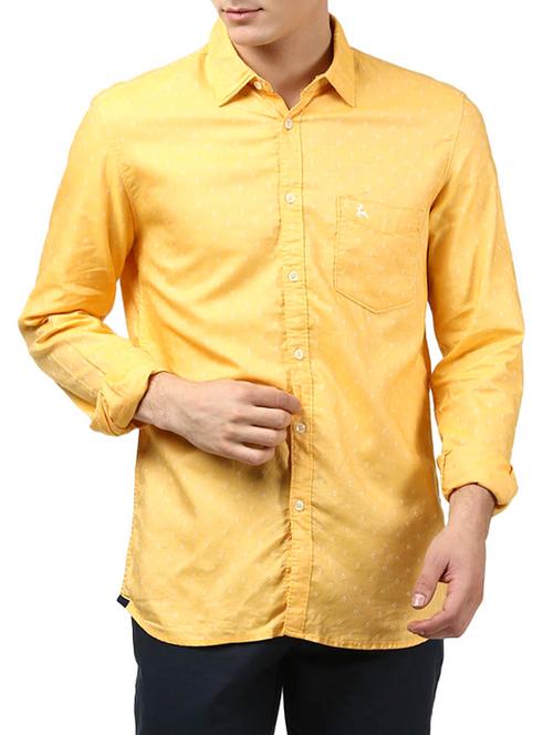 yellow cotton printed casual shirt - 13014181 - Very Small Image - 1