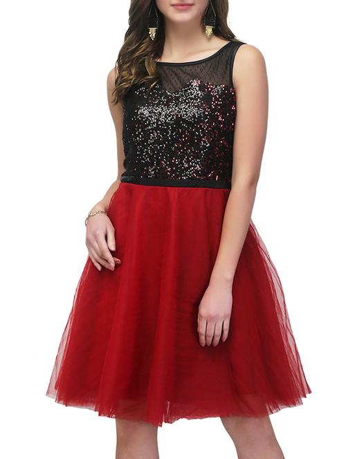 red net fit & flare dress - 13014475 - Very Small Image - 1