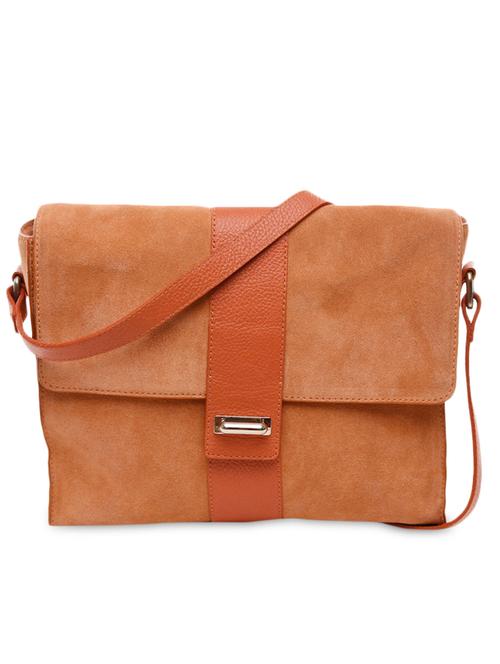 tan suede and leather sling bag - 1301540 - Very Small Image - 1