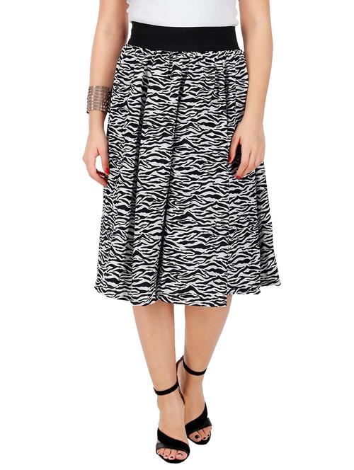 black printed crepe flared skirt - 13016468 - Very Small Image - 1
