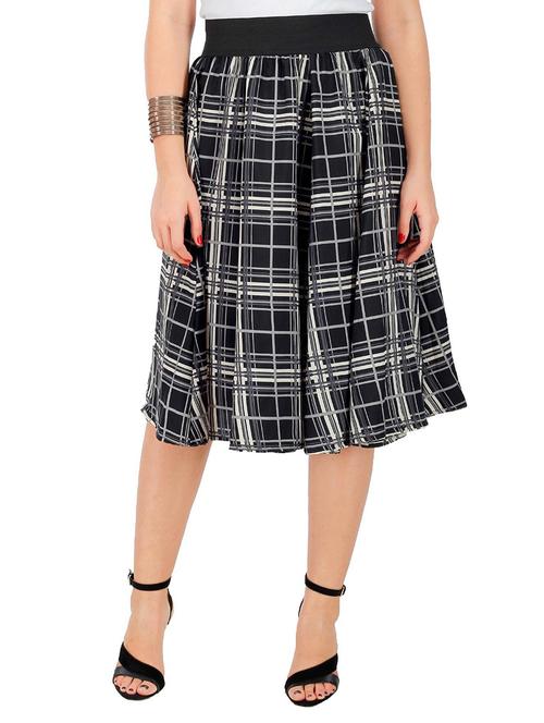 black checkered crepe flared skirt - 13016472 - Very Small Image - 1