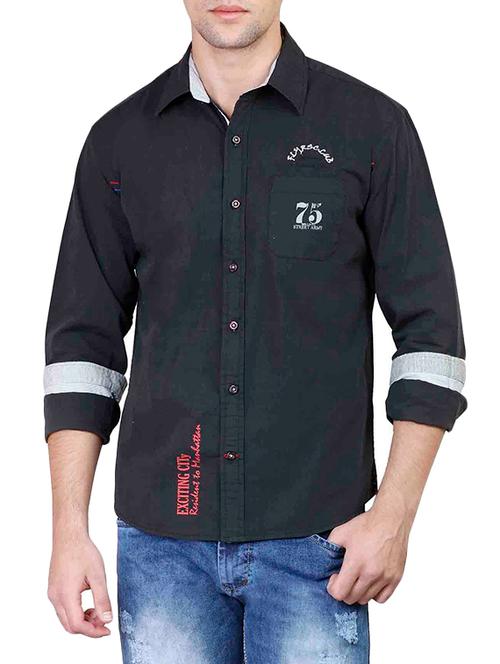 black cotton casual shirt - 13017306 - Very Small Image - 1