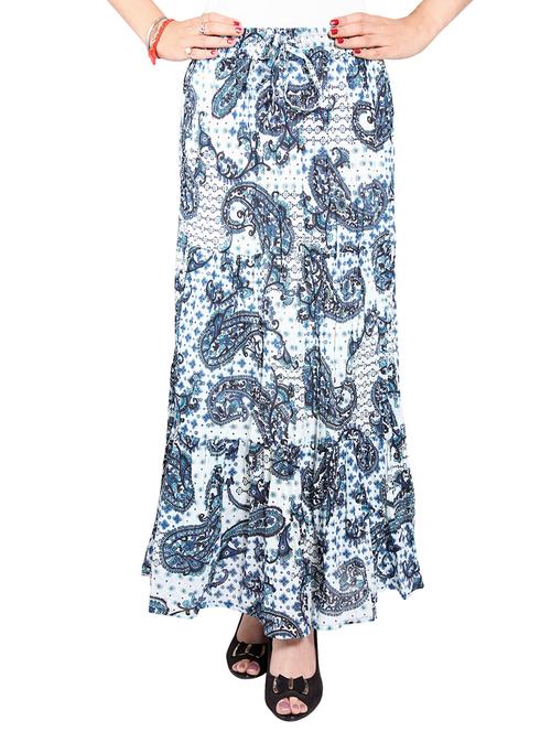 blue paisley printed cotton skirt - 13021345 - Very Small Image - 1