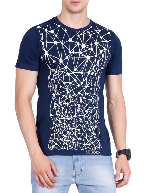 navy blue cotton printed t-shirt - 13022467 - Very Small Image - 1