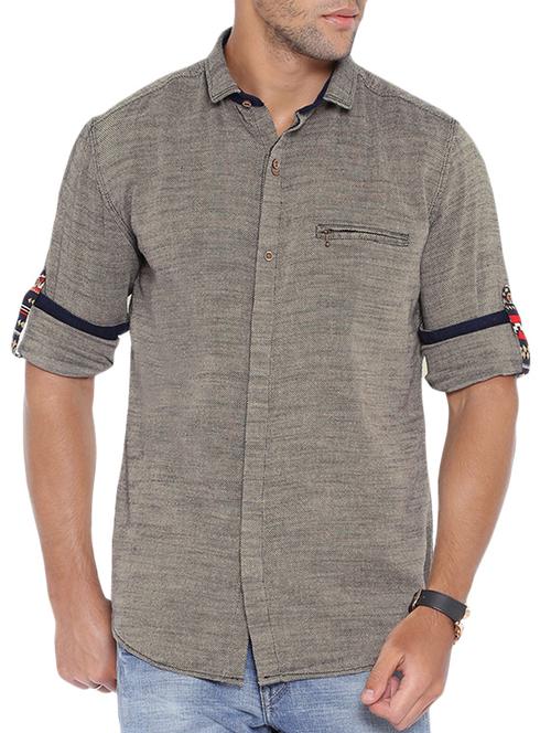 grey cotton casual shirt - 13022814 - Very Small Image - 1