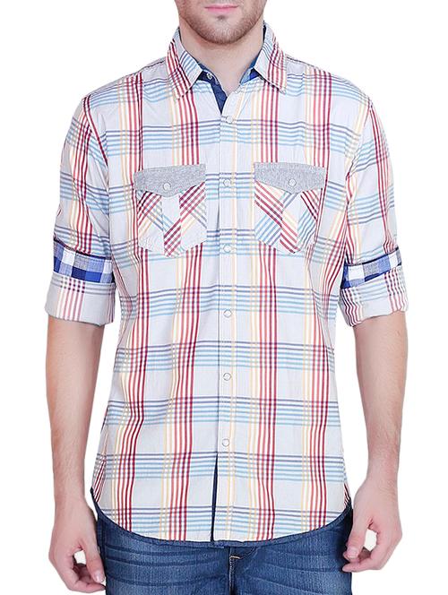 white cotton checked casual shirt - 13022841 - Very Small Image - 1