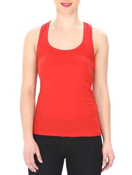red cotton  racer back tee - 13025668 - Very Small Image - 1