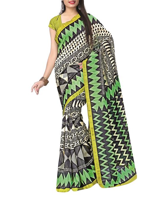 chevron pallu printed saree with blouse - 13026720 - Very Small Image - 1