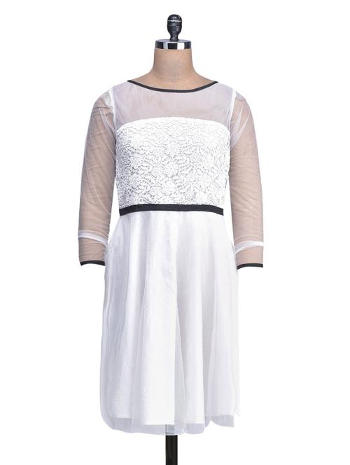 White Net Lace Fit & Flare Dress - 1302678 - Very Small Image - 1