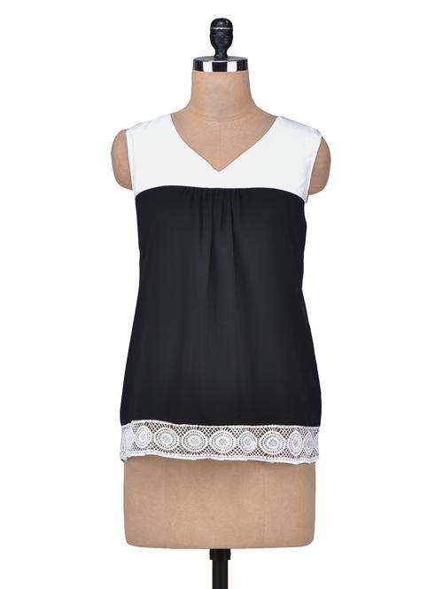 Black Georgette Regular Fit Top - 1302742 - Very Small Image - 1