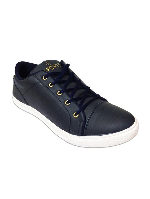 navy leatherette lace up sneaker - 13027669 - Very Small Image - 1