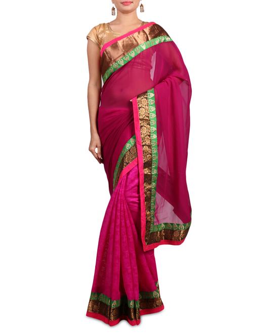 magenta georgette saree - 1303361 - Very Small Image - 1