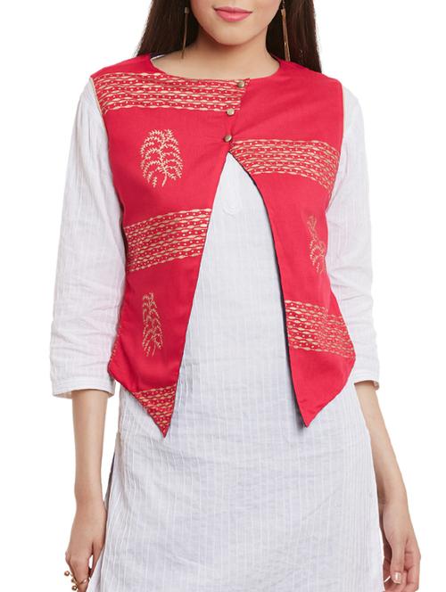 pink cotton summer jacket - 13035237 - Very Small Image - 1