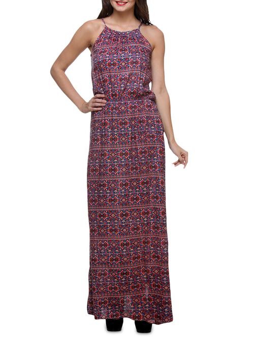 multicolored abstract printed rayon maxi dress - 1303548 - Very Small Image - 1
