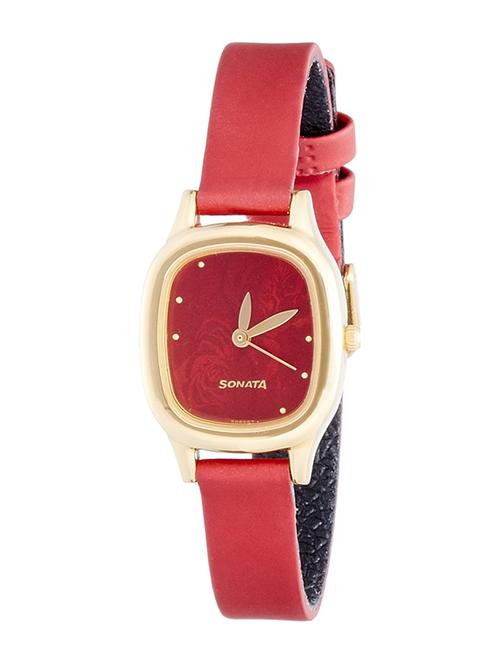 sonata superfibre analog red dial women's watch - nf8060yl03 - 13035800 - Very Small Image - 1