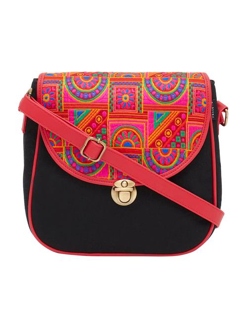 black canvas messenger sling bag - 13037012 - Very Small Image - 1