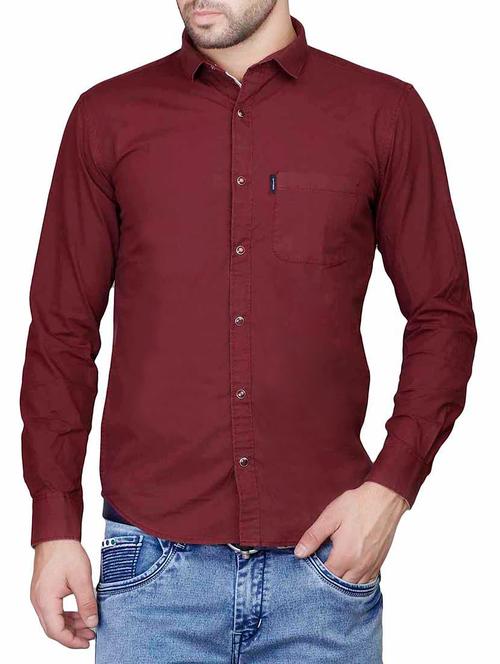 maroon cotton casual shirt - 13038417 - Very Small Image - 1