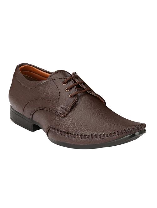 brown leatherette lace up derby - 13041044 - Very Small Image - 1