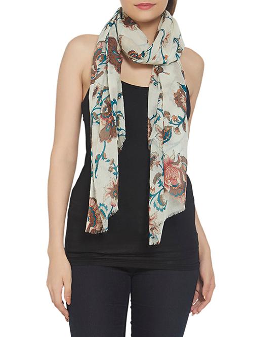 white floral woolen stole - 13049033 - Very Small Image - 1