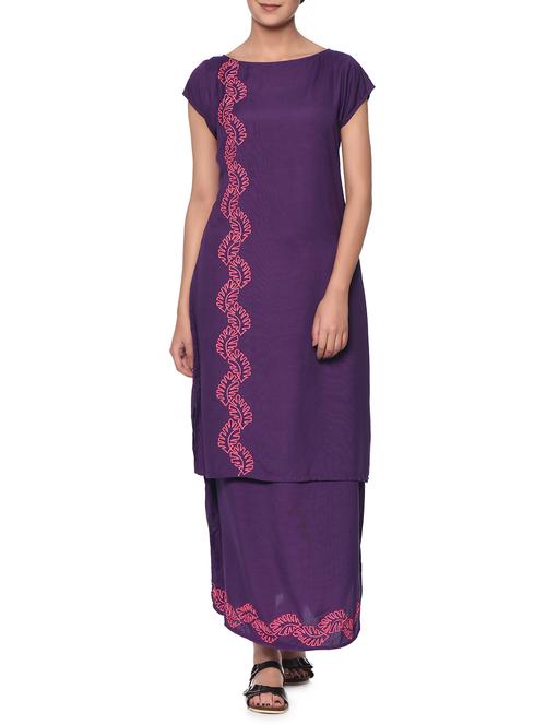 purple rayon kurta skirt set - 13049775 - Very Small Image - 1