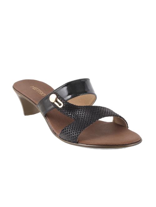 black pu slip on sandals - 13050945 - Very Small Image - 1