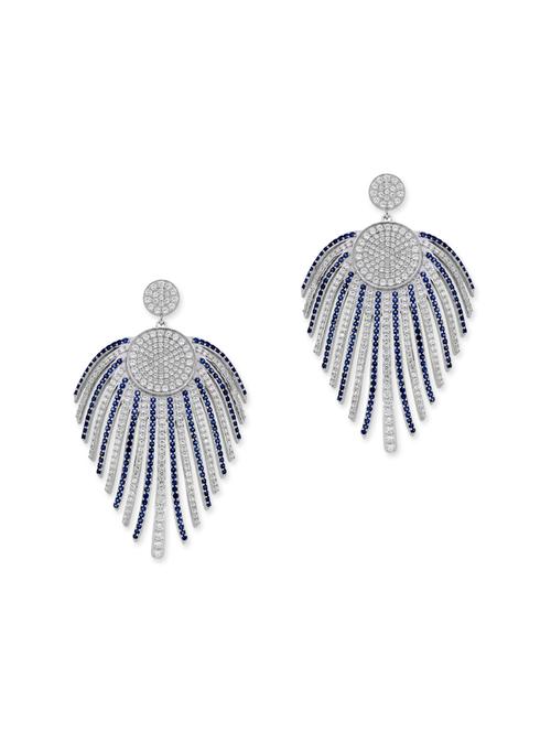 Blue Silver Chandelier Earrings - 13051497 - Very Small Image - 1