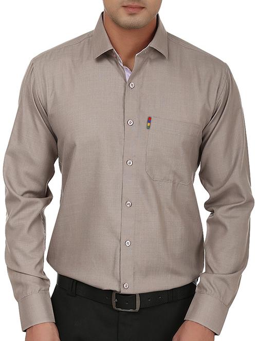 brown cotton formal shirt - 13051783 - Very Small Image - 1