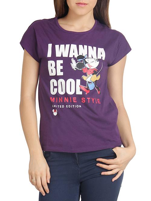 purple cotton printed tee - 13052803 - Very Small Image - 1