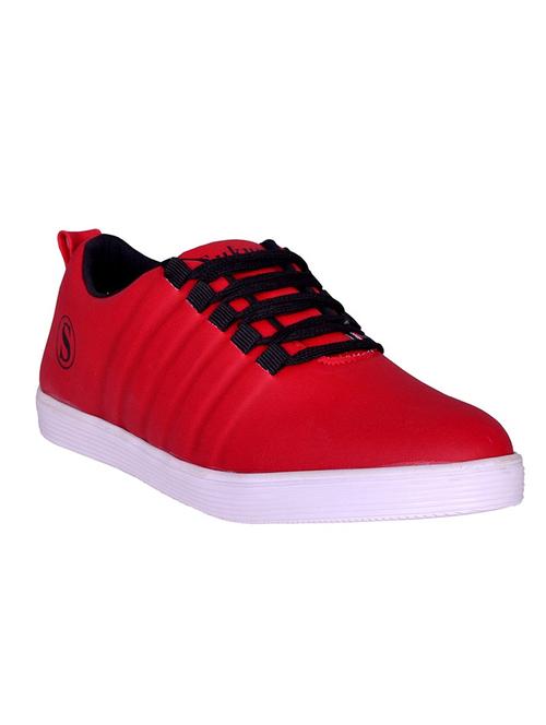 red leatherette lace up sneaker - 13052826 - Very Small Image - 1