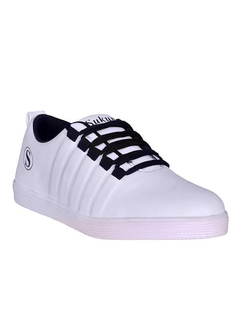 white leatherette lace up sneaker - 13052827 - Very Small Image - 1