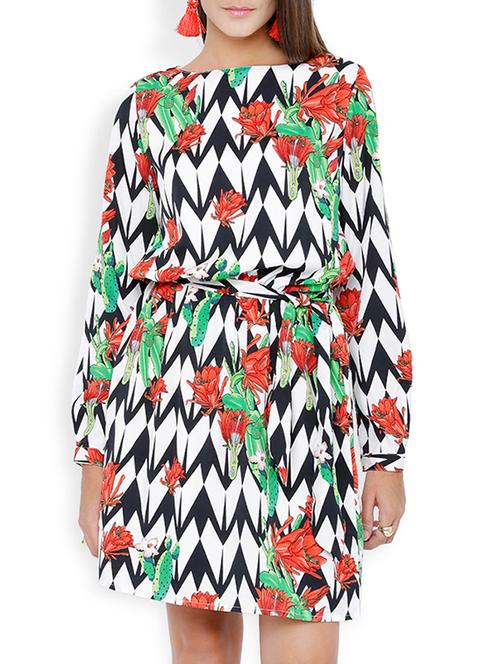 white printed blouson dress - 13053753 - Very Small Image - 1