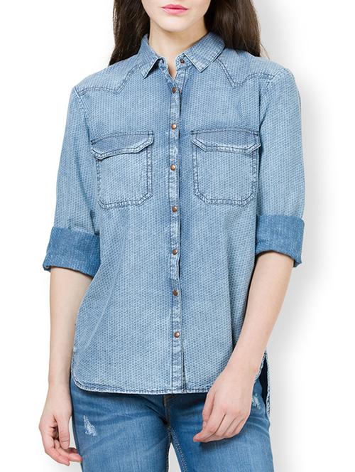 blue denim regular shirt - 13054305 - Very Small Image - 1