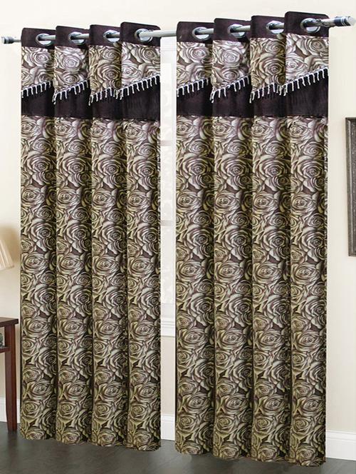 homefab india set of 2 designer rose coffee window curtain - 5 ft - 13054914 - Very Small Image - 1