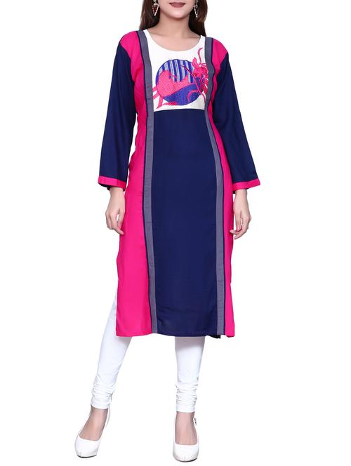 Embroidered straight kurta - 13054940 - Very Small Image - 1