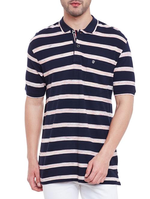 navy blue cotton striped t-shirt - 13056456 - Very Small Image - 1