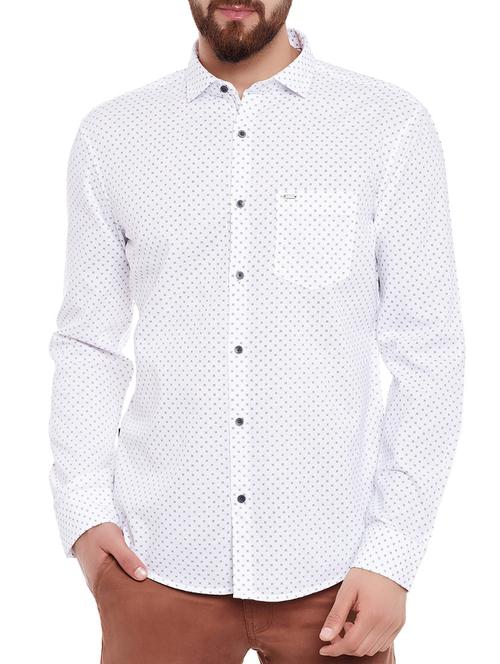 white cotton printed casual shirt - 13057075 - Very Small Image - 1
