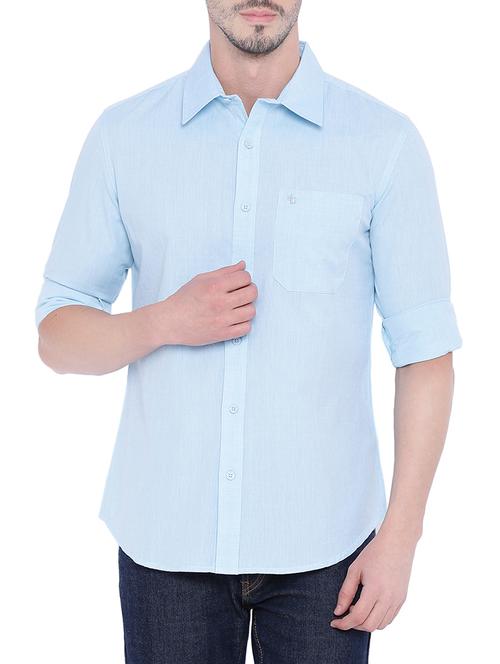 light blue cotton casual shirt - 13057556 - Very Small Image - 1
