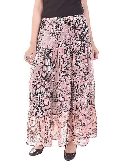 pink printed georgette skirt - 13057855 - Very Small Image - 1