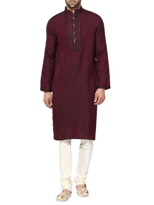 purple silk blend kurta pyjama set - 13057981 - Very Small Image - 1