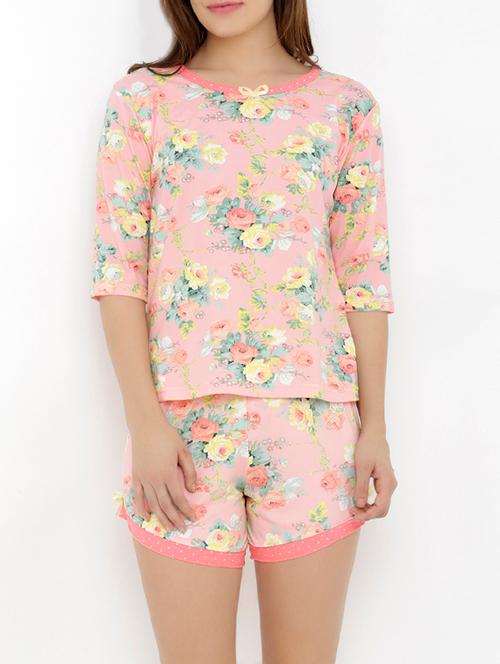 pink cotton shorts set nightwear - 13059394 - Very Small Image - 1