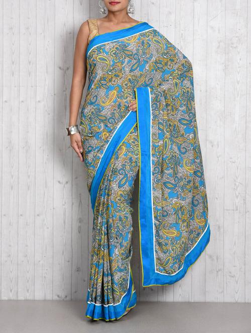 turquoise georgette paisley saree - 1306126 - Very Small Image - 1