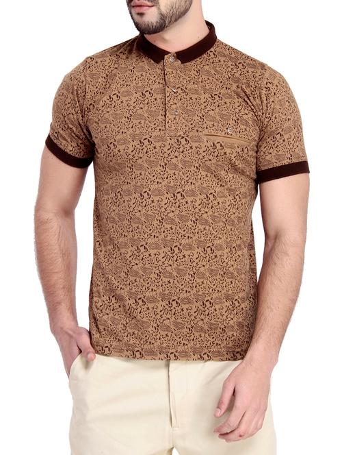 beige cotton floral printed t-shirt - 13062615 - Very Small Image - 1