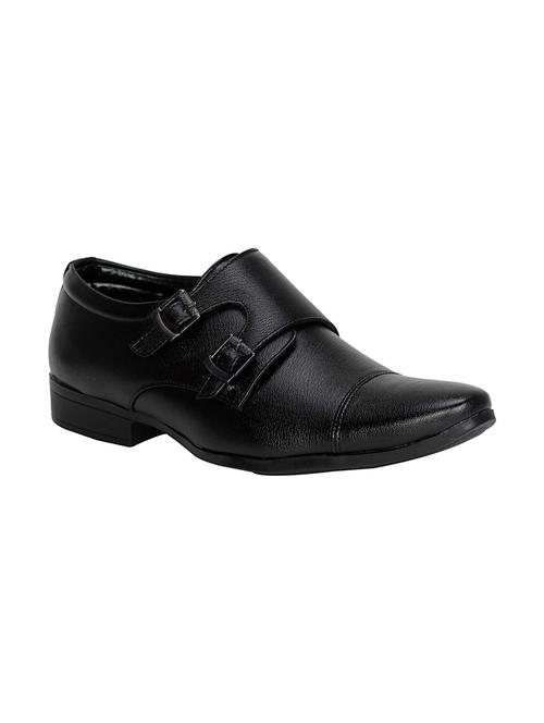 black leatherette slip on monk strap - 13062676 - Very Small Image - 1